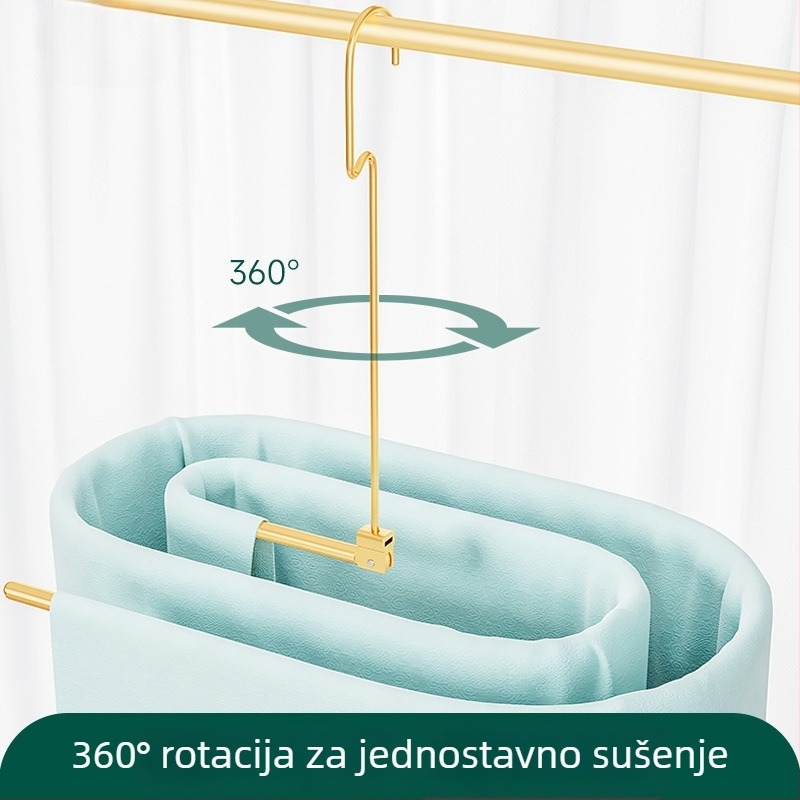 Aluminijski spiralni držač za sušenje na balkon – veliki držač za plahte, deke i navlaku za pokrivač