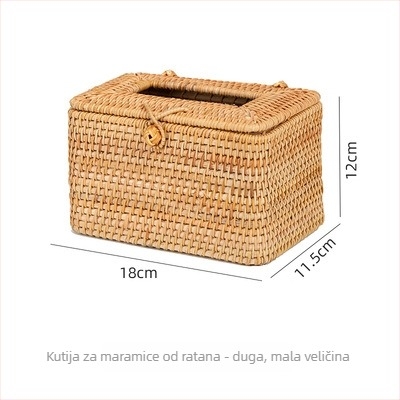 Ručna vijetnamska kutija za maramice od ratan, okrugla i kvadratna, pogodna za dnevni boravak i spavaću sobu