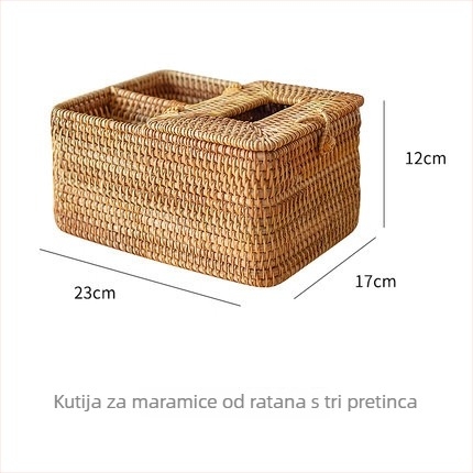 Ručna vijetnamska kutija za maramice od ratan, okrugla i kvadratna, pogodna za dnevni boravak i spavaću sobu