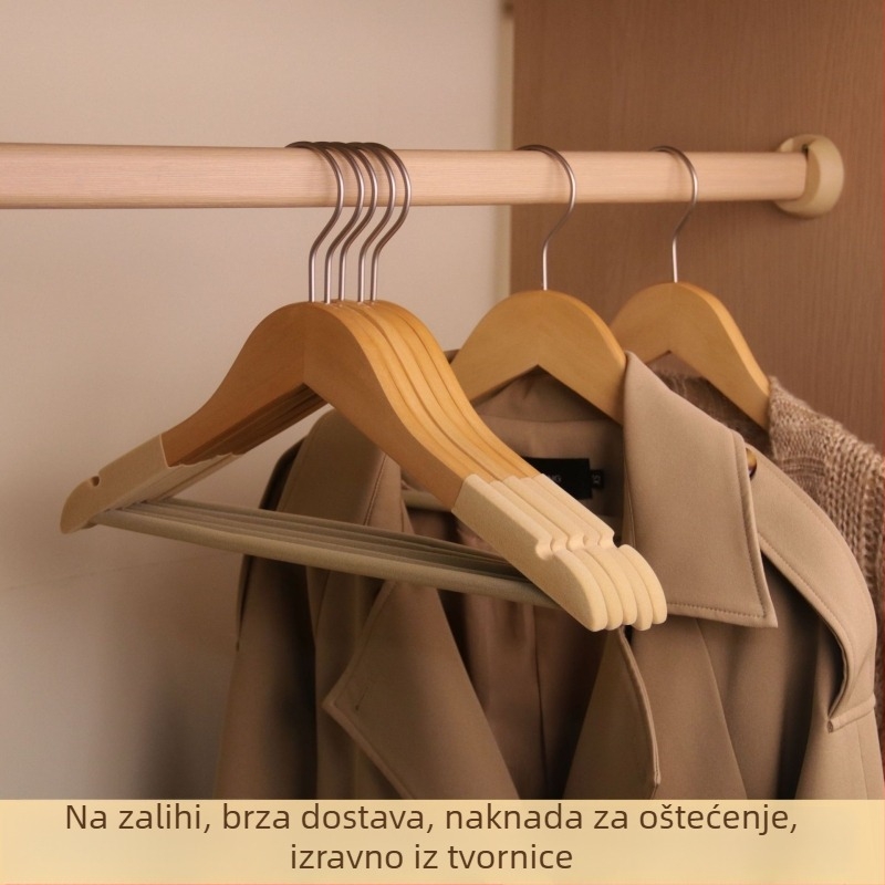 Vješalice za odjeću od masivnog drveta s velur pokrovom, protivklizne, bez tragova, za hotele, trgovine odjećom i kućnu uporabu, specijalizirane vješalice