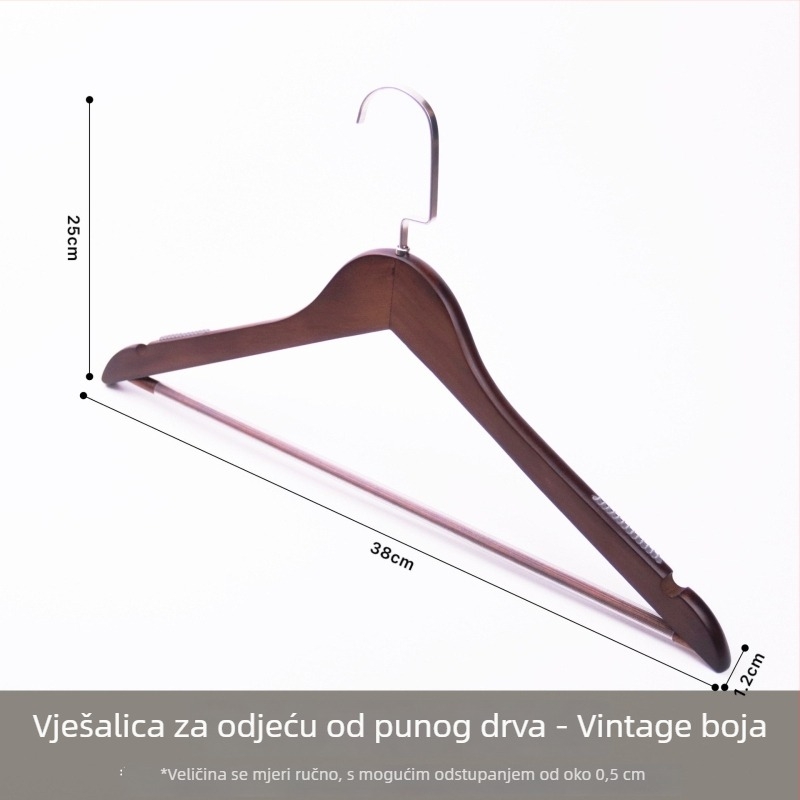 Vješalice za odjeću od masivnog drveta s velur pokrovom, protivklizne, bez tragova, za hotele, trgovine odjećom i kućnu uporabu, specijalizirane vješalice