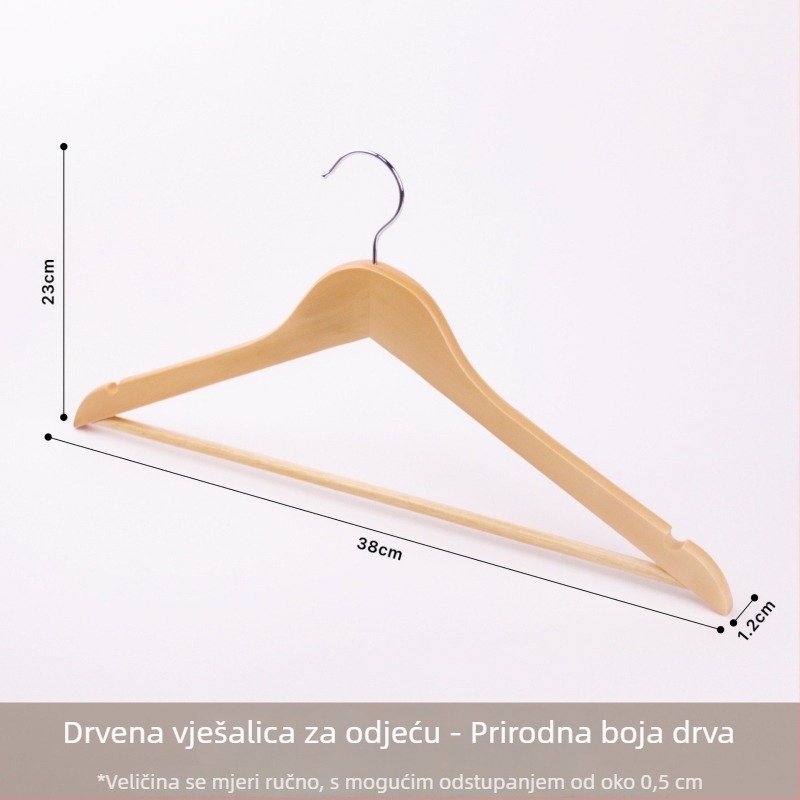 Vješalice za odjeću od masivnog drveta s velur pokrovom, protivklizne, bez tragova, za hotele, trgovine odjećom i kućnu uporabu, specijalizirane vješalice