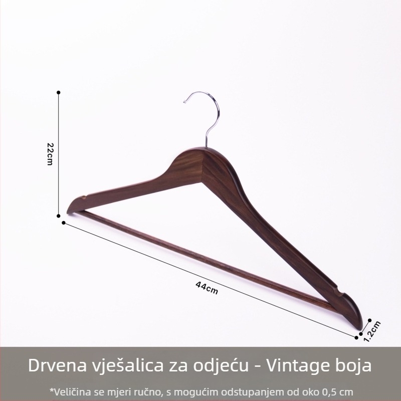 Vješalice za odjeću od masivnog drveta s velur pokrovom, protivklizne, bez tragova, za hotele, trgovine odjećom i kućnu uporabu, specijalizirane vješalice