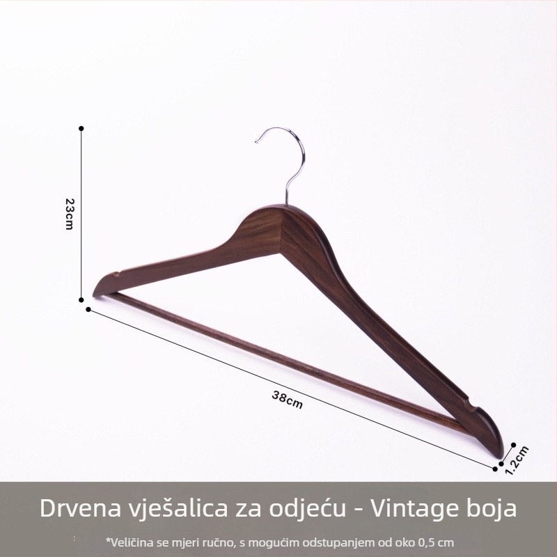 Vješalice za odjeću od masivnog drveta s velur pokrovom, protivklizne, bez tragova, za hotele, trgovine odjećom i kućnu uporabu, specijalizirane vješalice