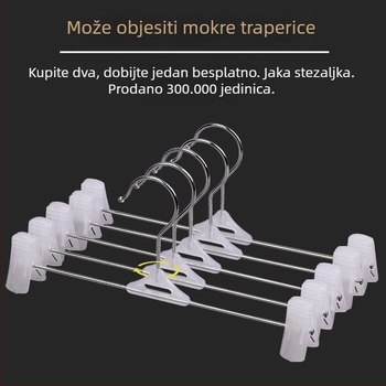 Plastična vješalica za hlače s klipom, bez tragova