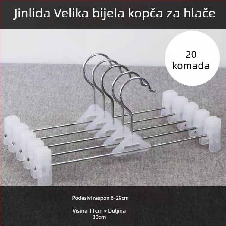 Plastična vješalica za hlače s klipom, bez tragova