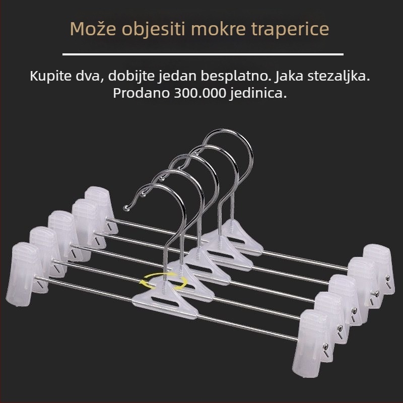 Plastična vješalica za hlače s klipom, bez tragova