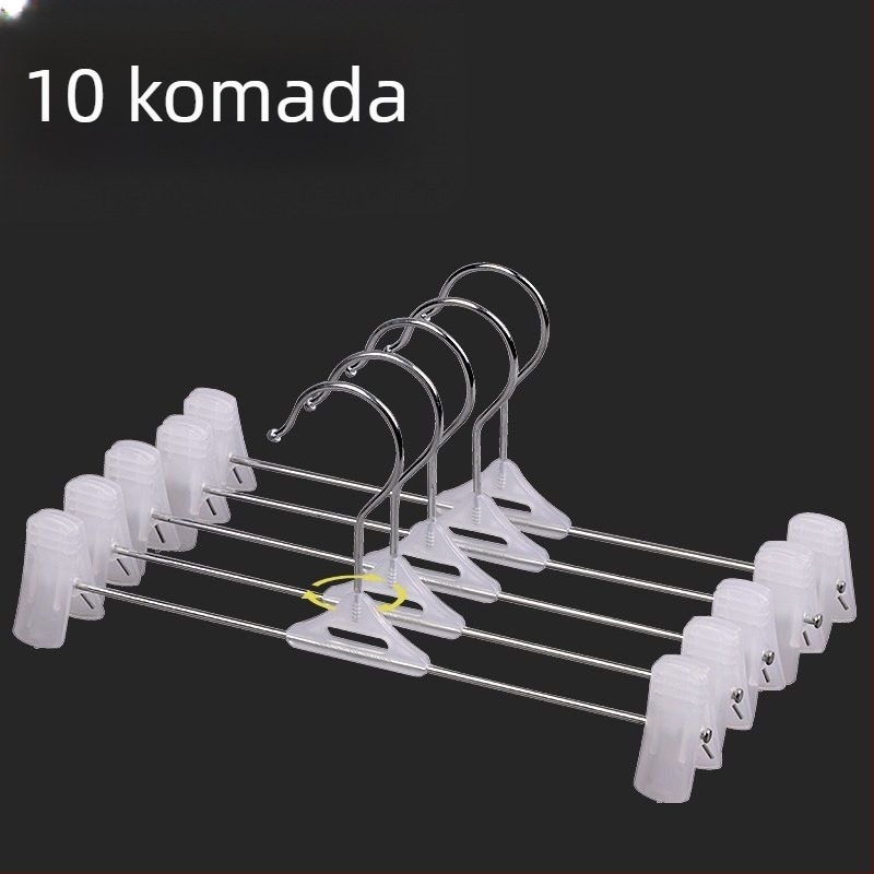 Plastična vješalica za hlače s klipom, bez tragova
