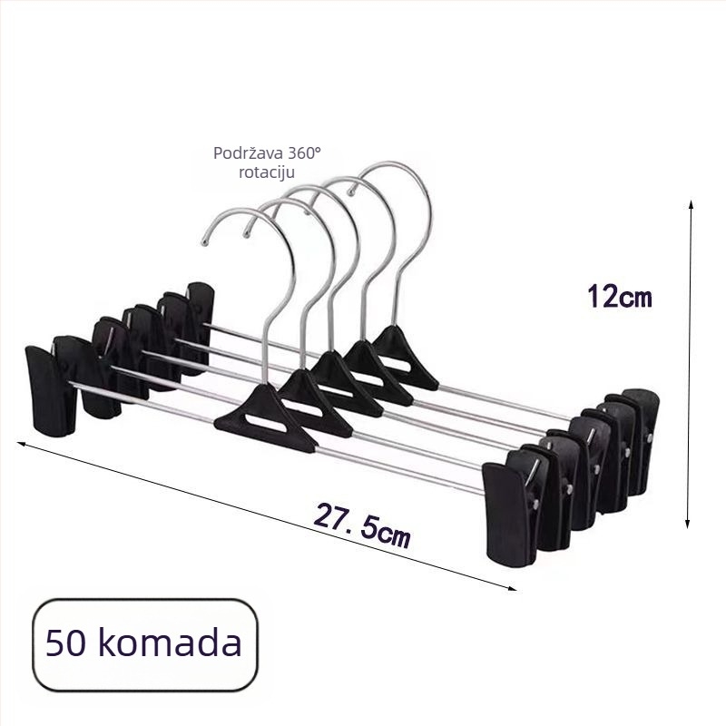 Plastična vješalica za hlače s klipom, bez tragova