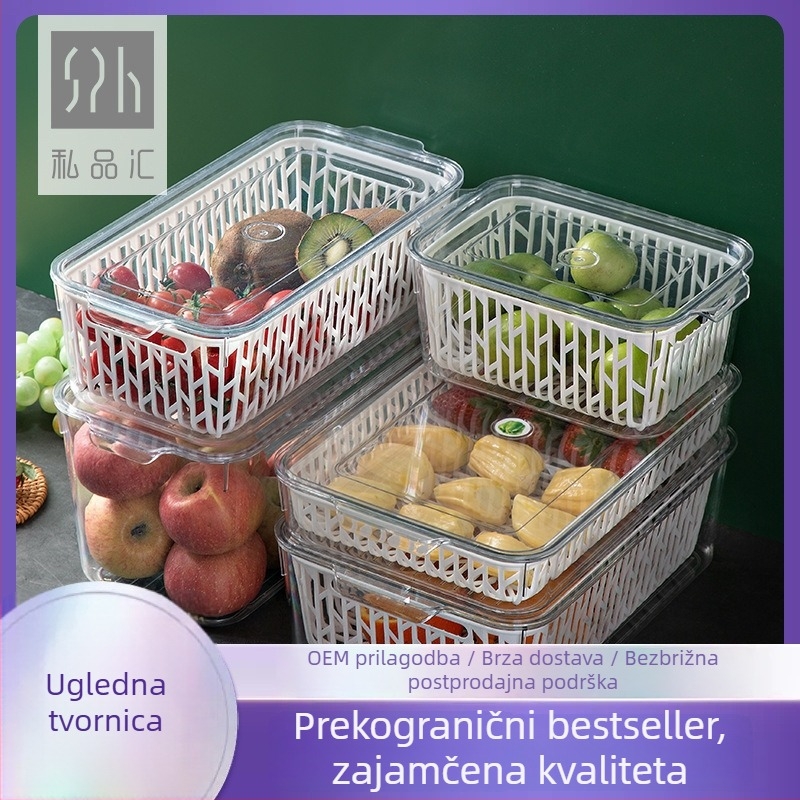 Prozirna plastična kutija za hladnjak s poklopcem – kutija za jaja i organizator voća i povrća