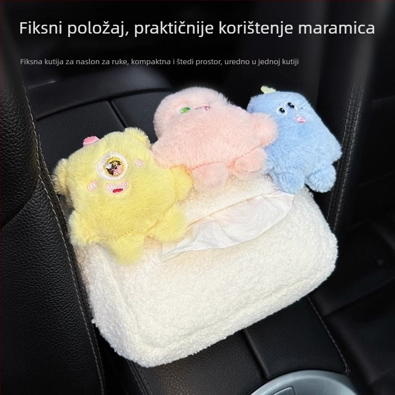Vješena pliš kutija za maramice u automobilu — slatko čudovište, unutarnja dekoracija