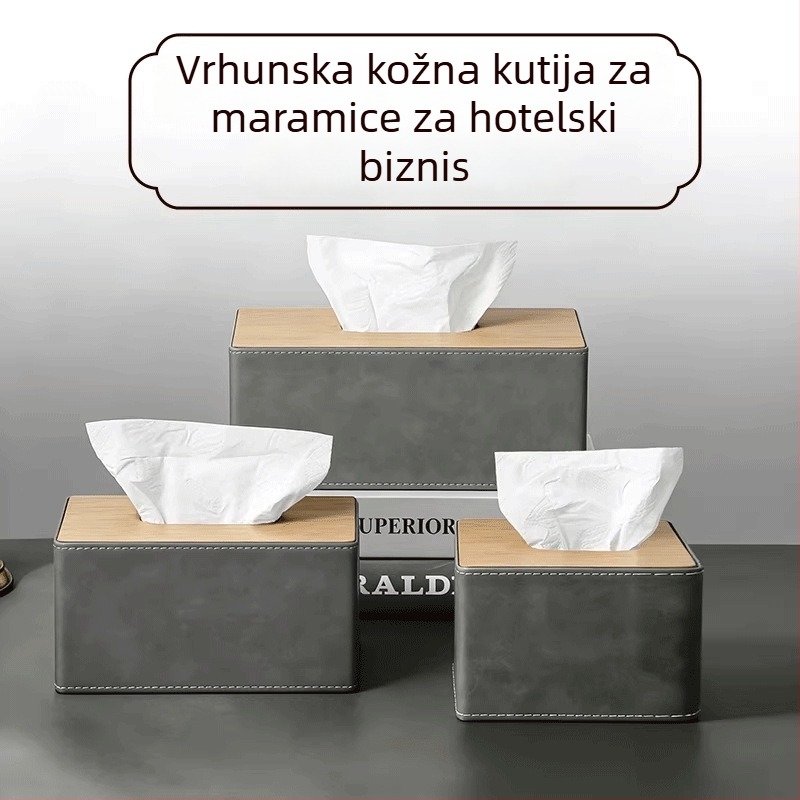 Kutija za papirnate maramice s prostorom za daljinski upravljač, uzorak drveta breskve, moderan minimalistički dizajn stola