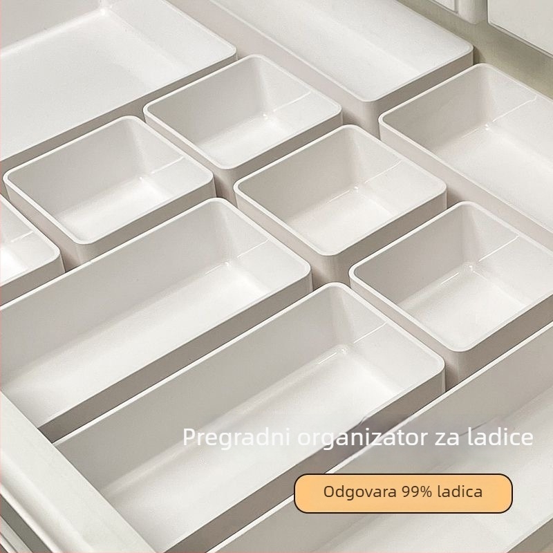 Plastični organizator ladice s odjeljcima, za stol ili ormar, ugrađen, za uredski pribor, kozmetiku i sitnice