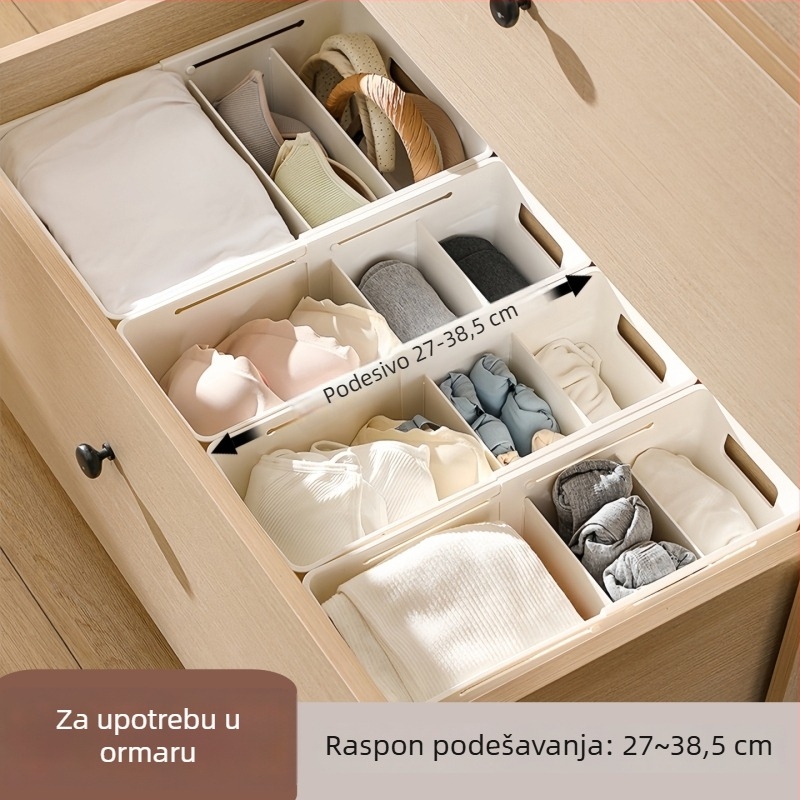 Proširiva kutija za donje rublje s pretincima – 3-u-1 organizator ladice