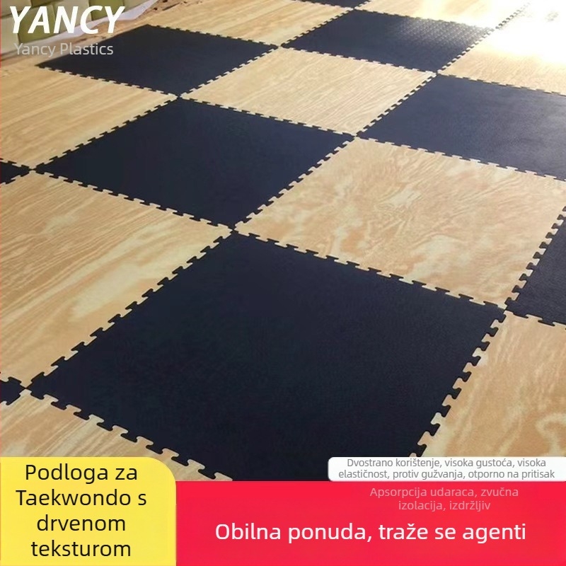 Podnica za tatami s drvenim uzorkom za Taekwondo, bezšivne spoje, debela EVA pjena, ekološki prihvatljiva i bez mirisa, za borilačke vještine i Sanda