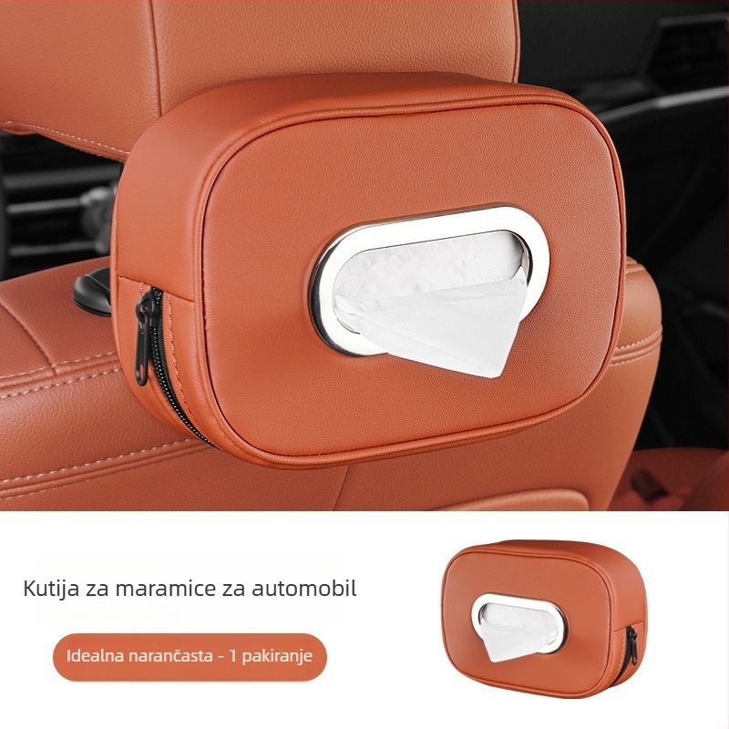 Kožna kutija za maramice za automobil, nosač za naslon za ruku, pogodna za suncobran i stražnji dio sjedala