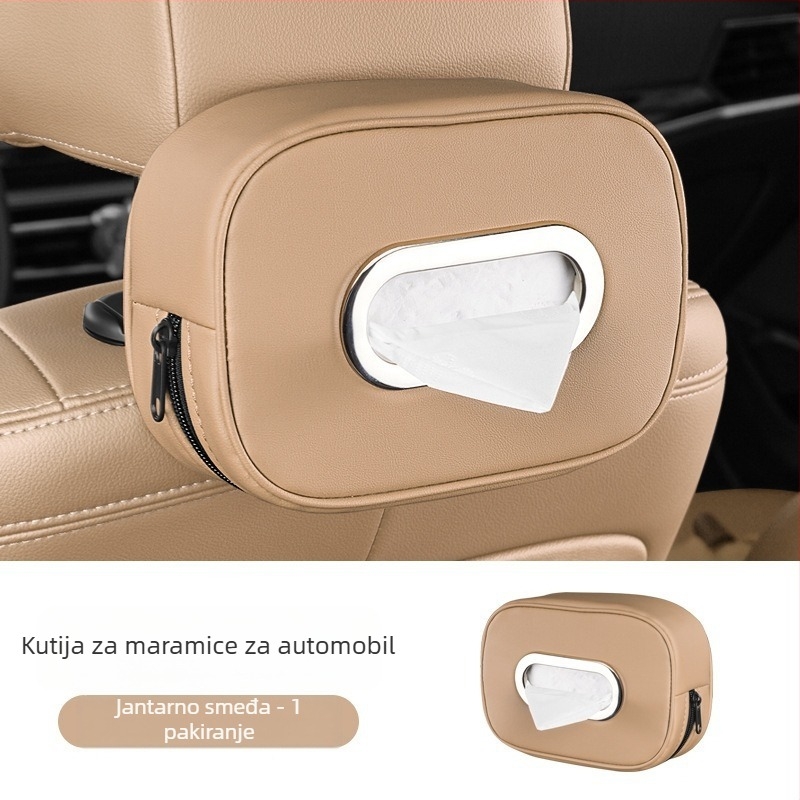 Kožna kutija za maramice za automobil, nosač za naslon za ruku, pogodna za suncobran i stražnji dio sjedala