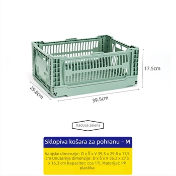 Sklopiva plastična košarica za pohranu, višebojni set, stohabilan organizator s perforiranom konstrukcijom