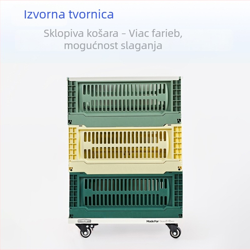 Sklopiva plastična košarica za pohranu, višebojni set, stohabilan organizator s perforiranom konstrukcijom