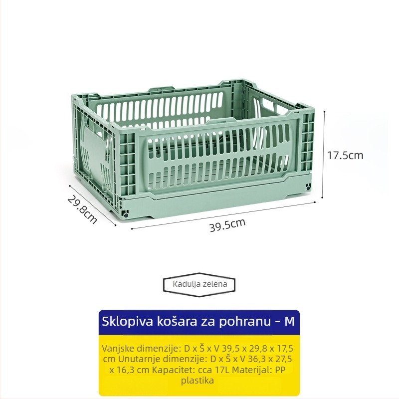 Sklopiva plastična košarica za pohranu, višebojni set, stohabilan organizator s perforiranom konstrukcijom
