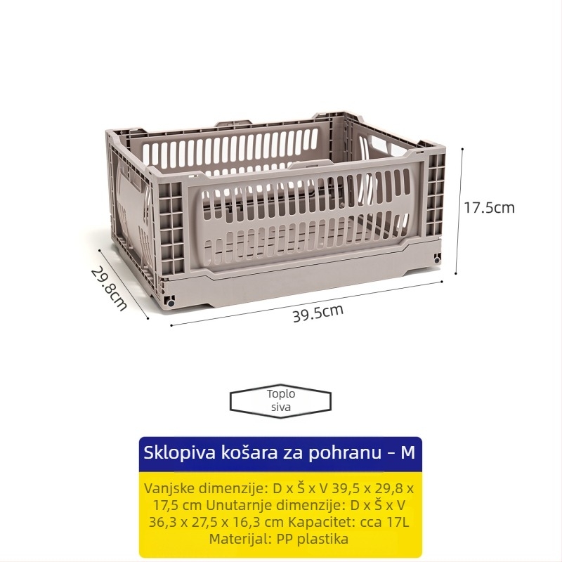 Sklopiva plastična košarica za pohranu, višebojni set, stohabilan organizator s perforiranom konstrukcijom