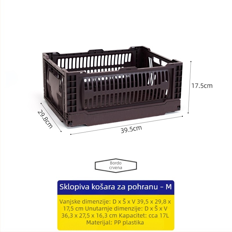 Sklopiva plastična košarica za pohranu, višebojni set, stohabilan organizator s perforiranom konstrukcijom