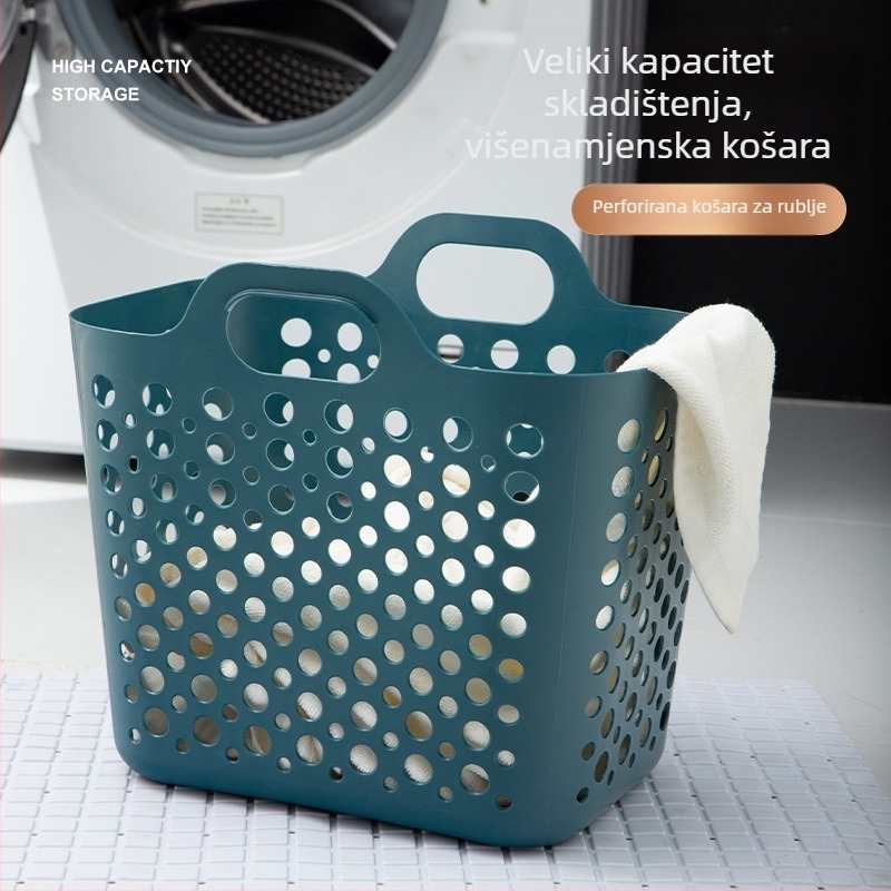 Velika plastična košara za pranje s otvorenim dizajnom, za prljavu odjeću i organizaciju igračaka