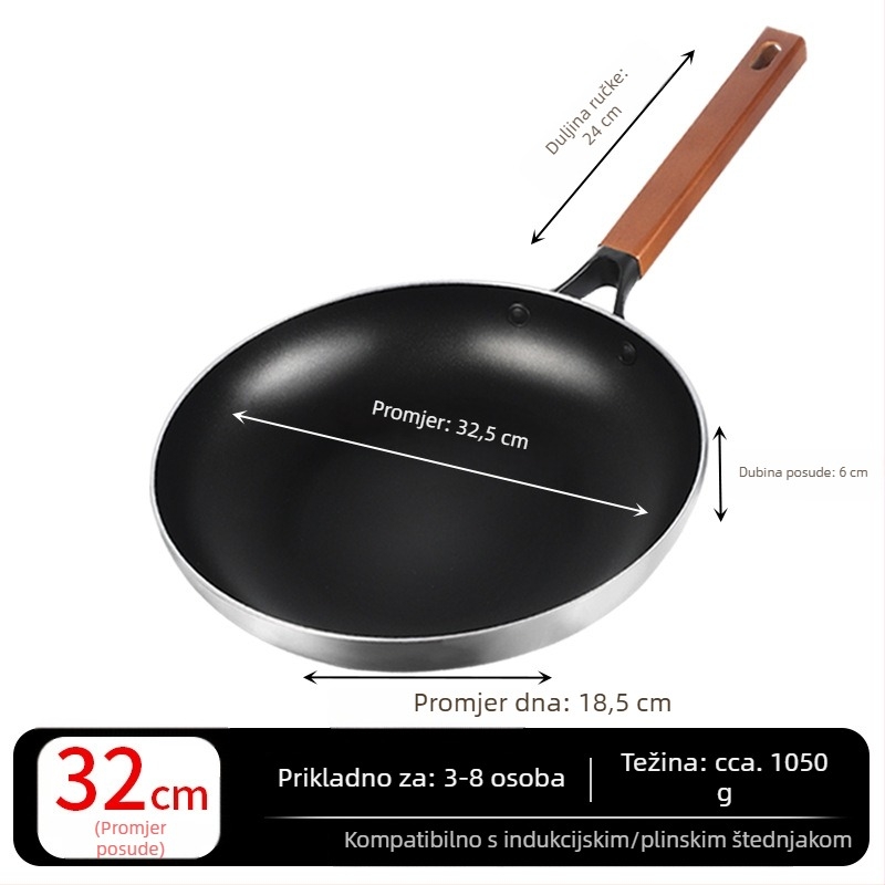 Velika neprijanjajuća tava za prženje, pogodna za plinsku i indukcijsku ploču, aluminijska legura