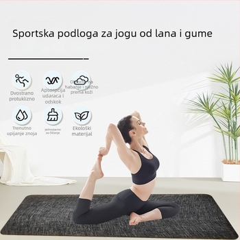 Prilagođena joga prostirka od lana i prirodnog kaučuka za unutarnju upotrebu, unisex, otporna na mrlje, debela