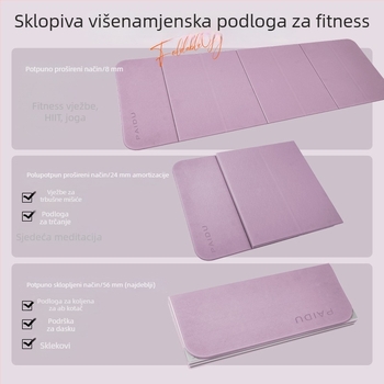 Protuklizna joga podloga s apsorpcijom udara, tiha, debela, POE materijal, prilagodljiva, sklopiva i prijenosna