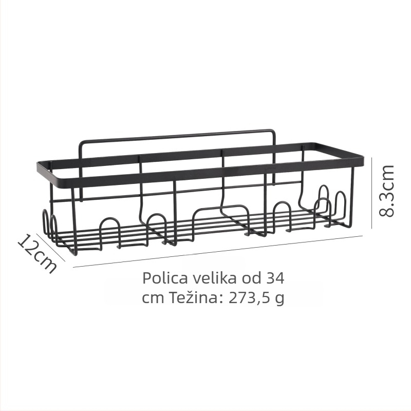 Kovani željezni zidni stalak za kupaonicu bez bušenja, pohrana kozmetike, sapuna i kuhinjskih alata