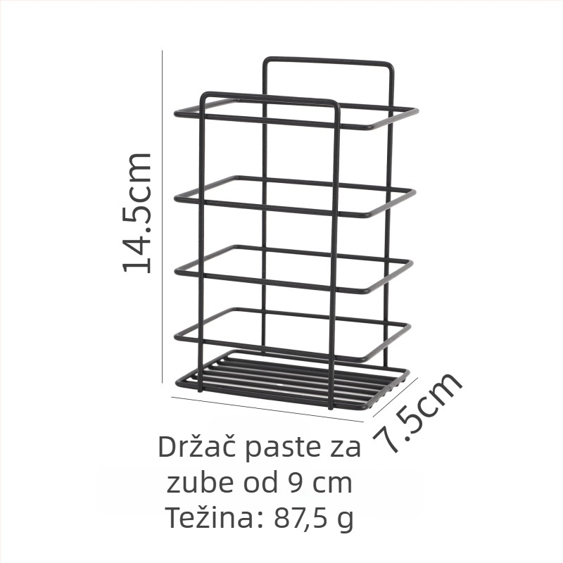 Kovani željezni zidni stalak za kupaonicu bez bušenja, pohrana kozmetike, sapuna i kuhinjskih alata