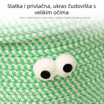 Slatka pletena košara za pohranu od pamukane užadi s motivom malog čudovišta s velikim očima, pogodna za odjeću, grickalice i pređu