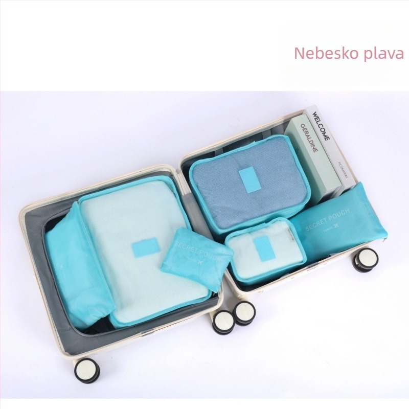 Šestodijelni set putnih vrećica za prtljagu – vrećice za kozmetiku i odjeću