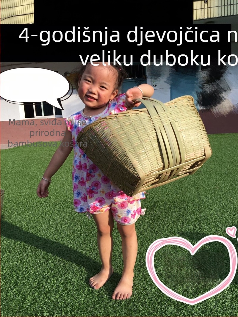 Ručni pleteni bambusov koš za jaja, retro seoski stil, prozračan, prijenosni koš za povrće i kućnu uporabu