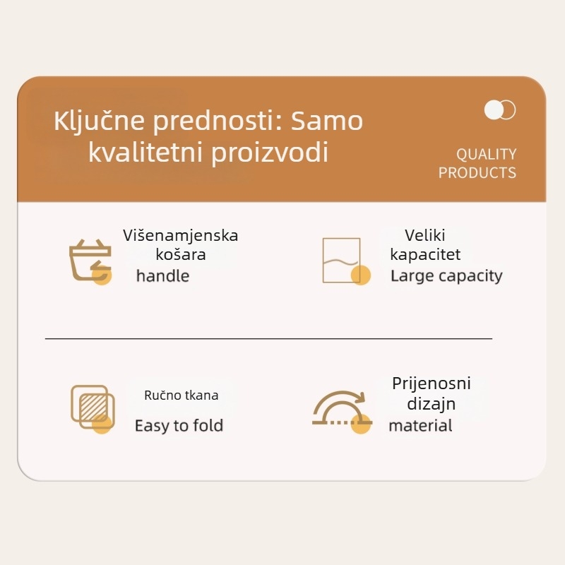 Pleteni košarica za pohranu od pamukog konca, nordijskog stila, jednobojna, za kozmetiku; može se objesiti i nositi.