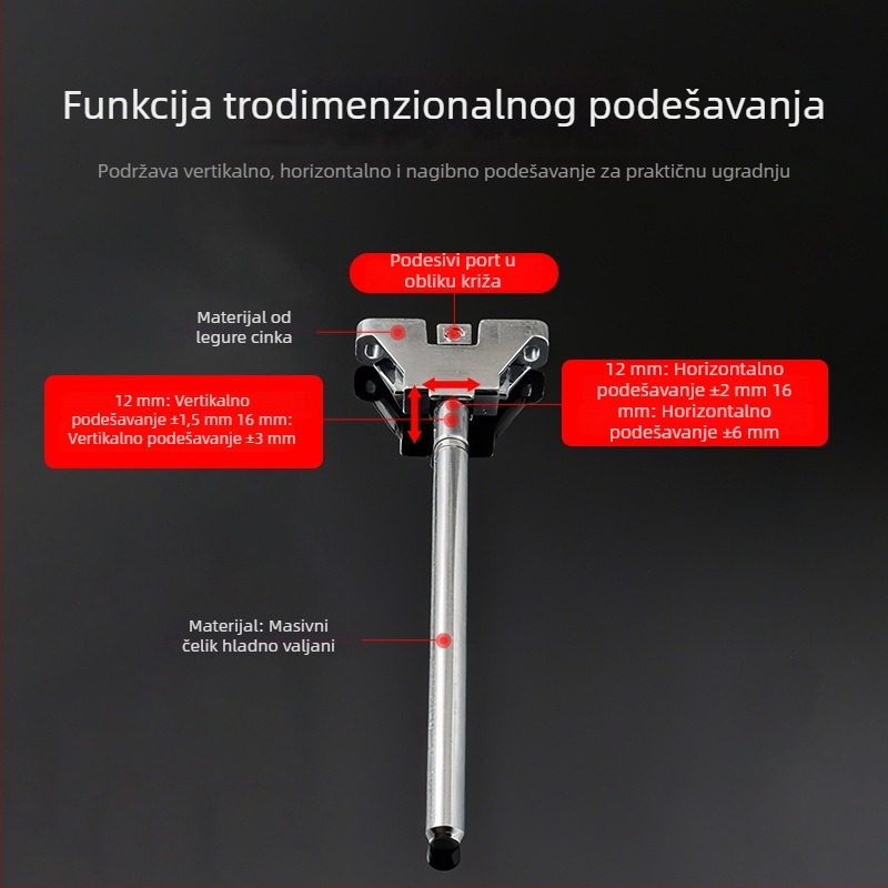 Teški nosač ploče od cinkove legure, skrivena montaža, nosač polica u obliku T, nevidljivi cilindrični nosač