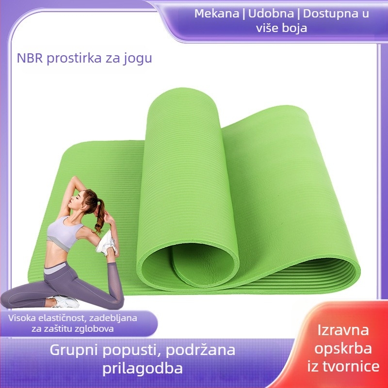 Zelena NBR joga podloga, zvučno izolirana za kućni fitness, dimenzije 1830×610×25 mm