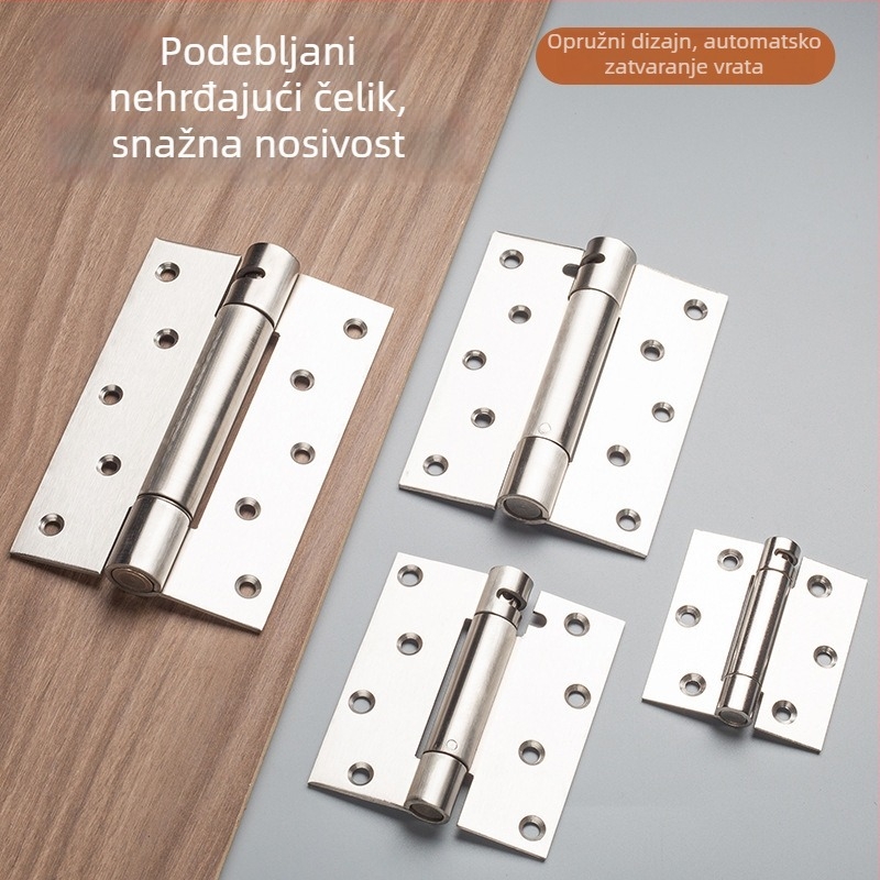 Nehrđajući čelični dvostrani opružni šarka za drvena vrata, unutarnja i vanjska upotreba, jednostrano i dvostrano otvaranje, ojačani mehanizam zatvaranja