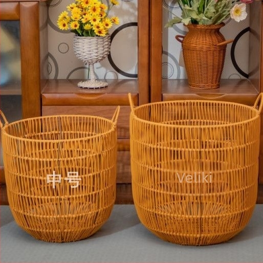 Ručno izrađen koš za rublje od imitacije ratana, vodootporan, višenamjenski za spavaću sobu i kupaonu, japanski stil