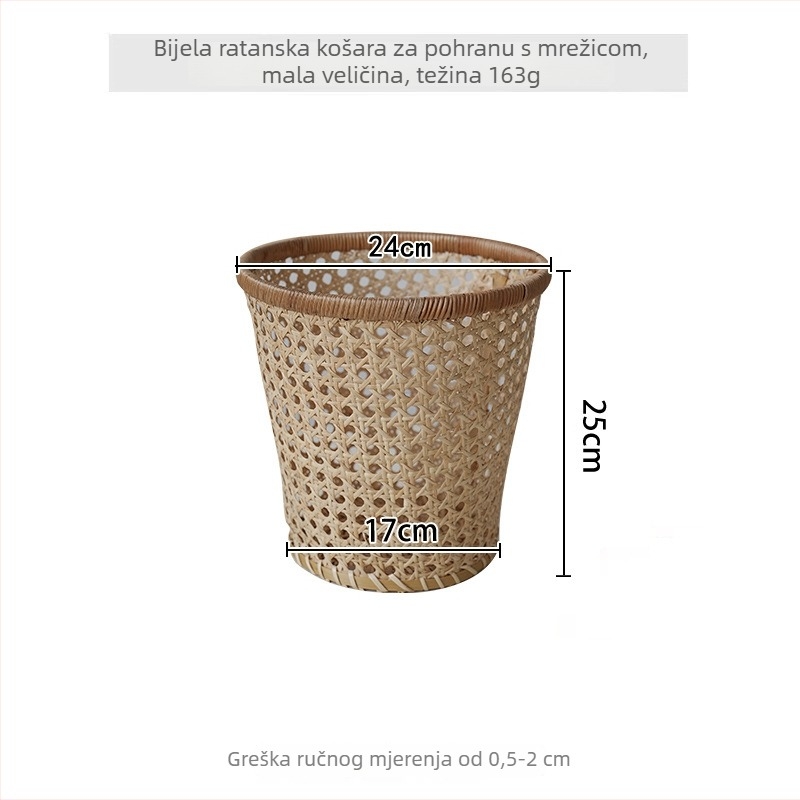 Ratan koš za pohranu, ručno pleten, veliki okvir, nordijski stil, lagani luksuz, za CD-ove i knjige, kućno organiziranje