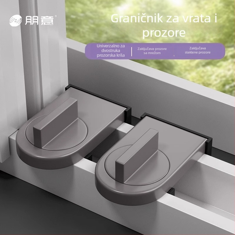 Aluminijski zatvarač za mrežaste prozore i klizna vrata – sigurnosni dječji zasun i zaustavljač za klizna vrata