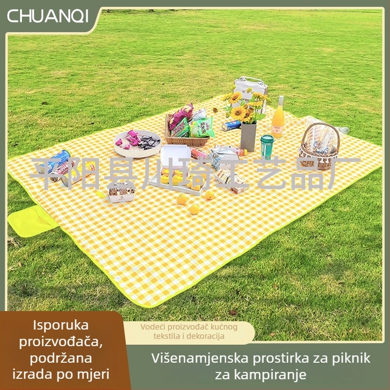 Vanjska piknik podloga od 600D Oxford tkanine, s ručicom za nošenje, sklopiva i prijenosna, mekana podloga za plažu i blagovanje