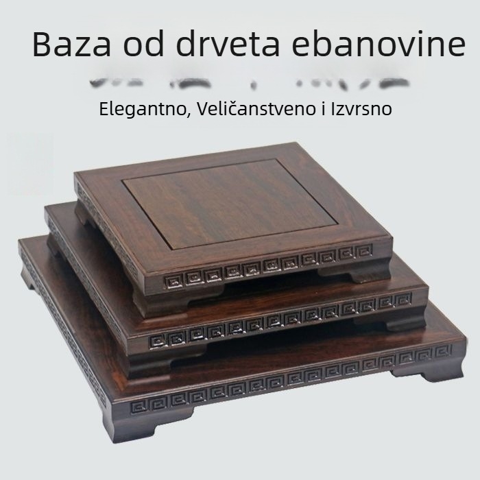 Ebona masivno drvo; pravokutna masivna podloga za ukrase; podmetač za akvarij, vaze, bonsai i Budin kip; porculan i kamen