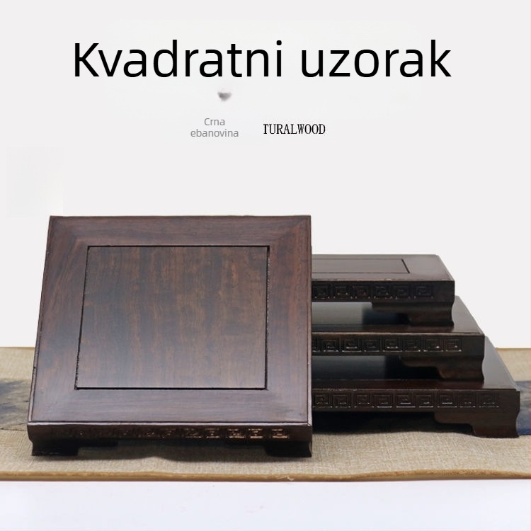 Ebona masivno drvo; pravokutna masivna podloga za ukrase; podmetač za akvarij, vaze, bonsai i Budin kip; porculan i kamen
