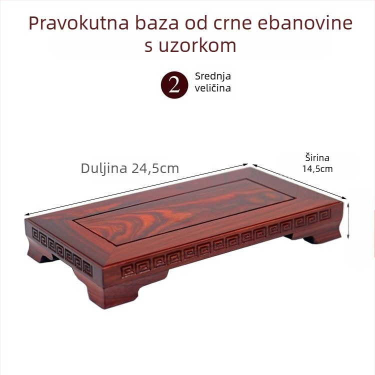 Ebona masivno drvo; pravokutna masivna podloga za ukrase; podmetač za akvarij, vaze, bonsai i Budin kip; porculan i kamen