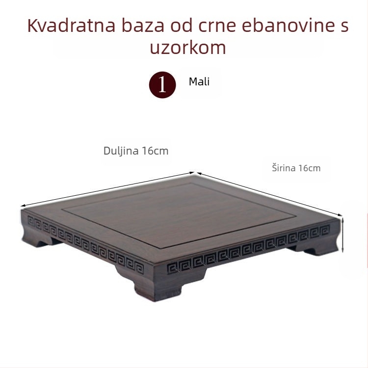 Ebona masivno drvo; pravokutna masivna podloga za ukrase; podmetač za akvarij, vaze, bonsai i Budin kip; porculan i kamen