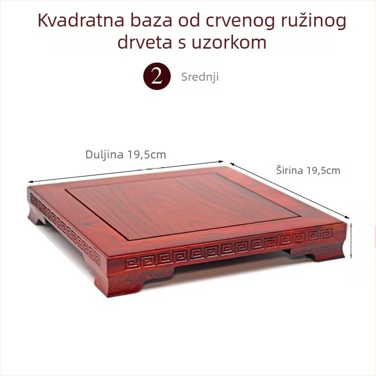 Ebona masivno drvo; pravokutna masivna podloga za ukrase; podmetač za akvarij, vaze, bonsai i Budin kip; porculan i kamen