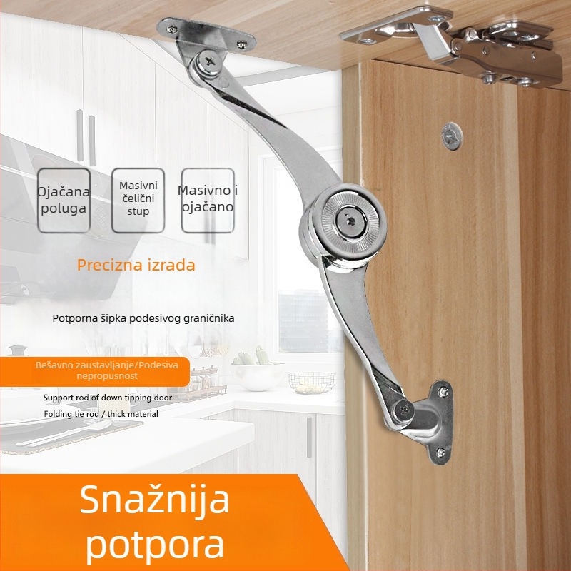 Podesiva plinska šipka za vrata ormarića i garderobe – otvaranje gore-dolje, sklopiva podrška za pozicioniranje vrata i podesiv zaustavljač