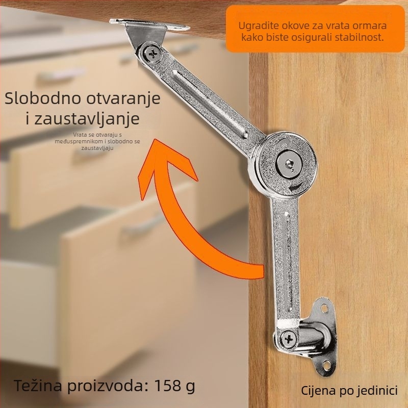 Podesiva plinska šipka za vrata ormarića i garderobe – otvaranje gore-dolje, sklopiva podrška za pozicioniranje vrata i podesiv zaustavljač